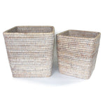 Planter Basket Set of 2 Square - White Wash