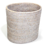 Oval Waste Basket 11x8x11"H - White Wash