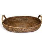 Oval Tray with Loop Handles - Antique Brown