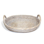 Oval Tray with Loop Handles - White Wash