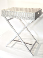 Rattan Butler Tray with Stand - White Wash