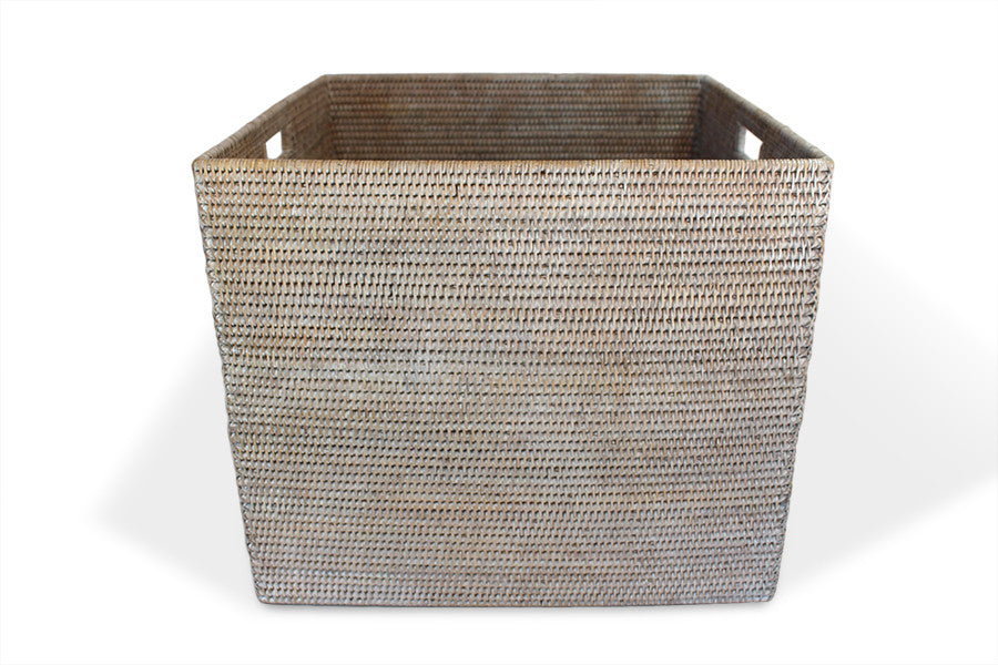 Square Laundry Basket - White Wash - Blue Rooster Trading