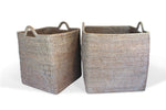 Square Set of 2 Baskets w/ Loop Handles - White Wash