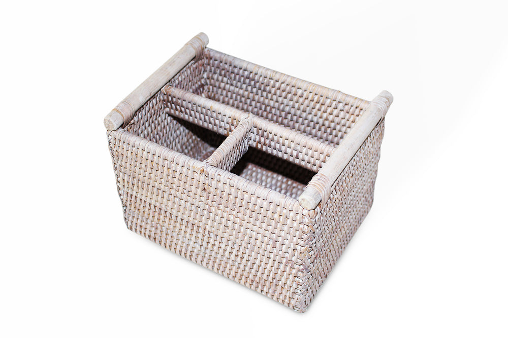 Remote Control Basket - White Wash - Blue Rooster Trading